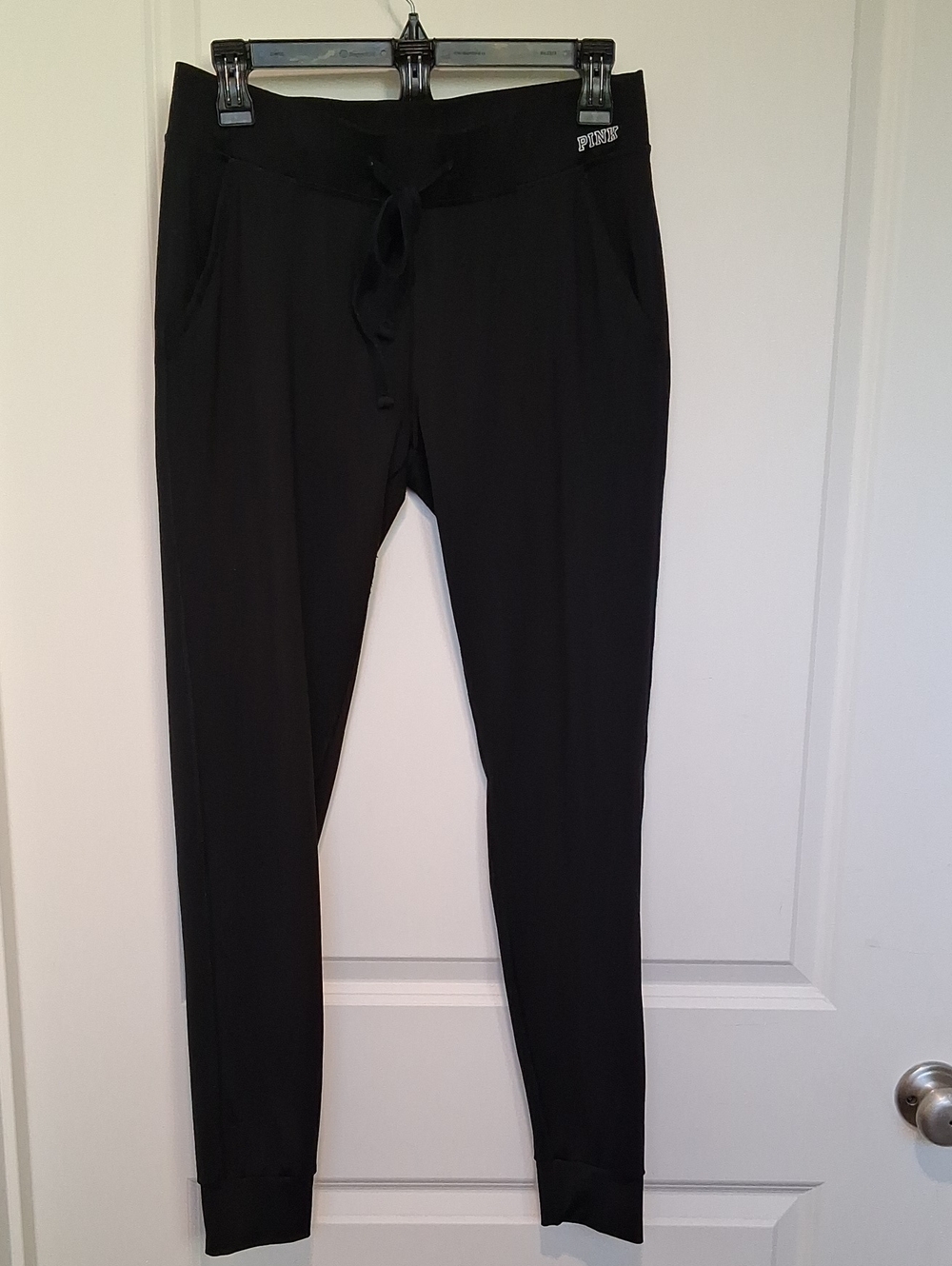 PINK Victoria's Secret Black Womens Slim Drawstring Joggers